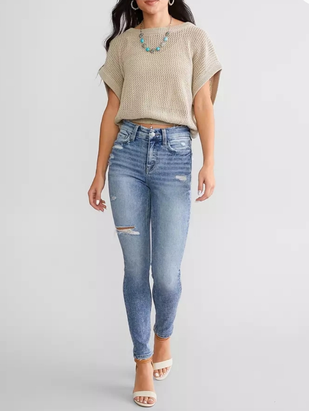 New FLYING MONKEY High Rise Ankle Skinny Stretch Jean Buckle Exclusive 24 Revive